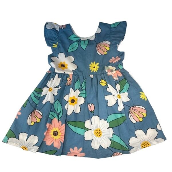 DIVAS BLUE COTTON FLOWER PRINT FROCK